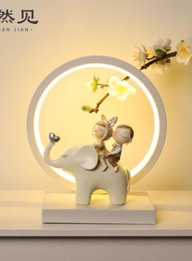 现代简约家居卧室LED景观环形小夜灯陈列柜书柜摆件装饰氛围灯