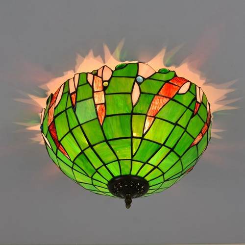 40CM欧琈蒂凡尼田园彩色玻璃餐厅过道走廊浴室琉璃吸顶灯