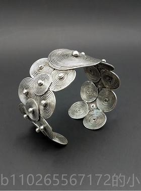 新款苗银质手炼，覆古民族丝质手手炼，个性族霸气炼，精致约的手