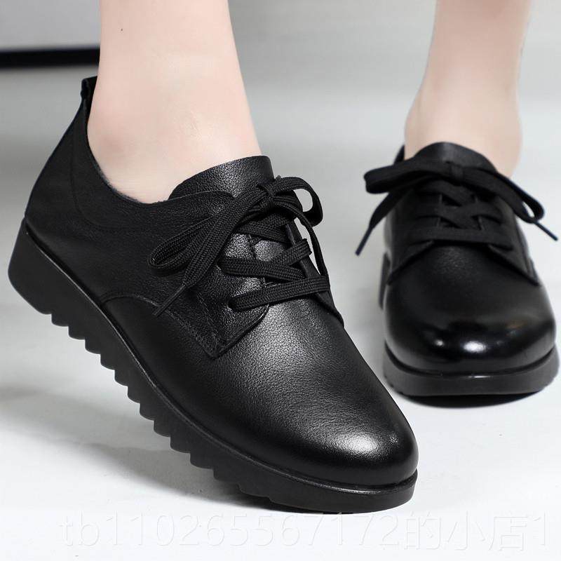 新款厚底软皮鞋带久站不鞋累鞋子底工系作百搭舒适上班鞋正装女鞋