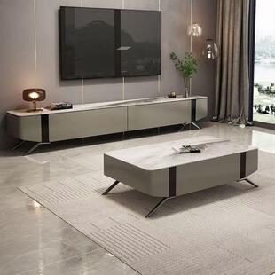 客厅成套微晶石茶几电视柜组合小户型家用简约实木储物茶几电视柜