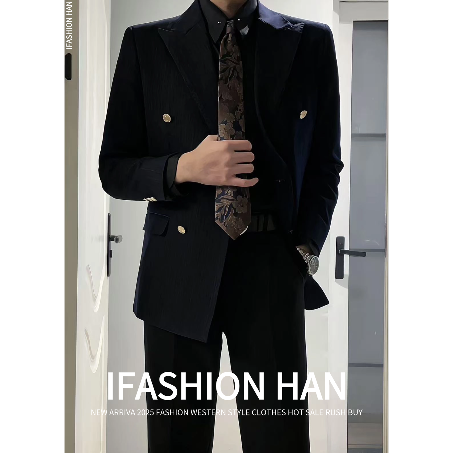 定制双排西装套装男士商务休闲宴会结婚礼服伴郎婚礼痞帅职业西服