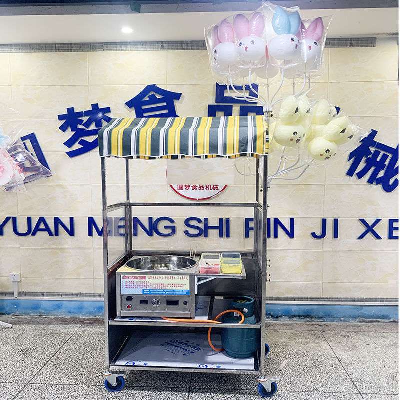 小吃推车摆摊棉花糖折叠不锈钢便携小推车移动摊位夜市流动餐