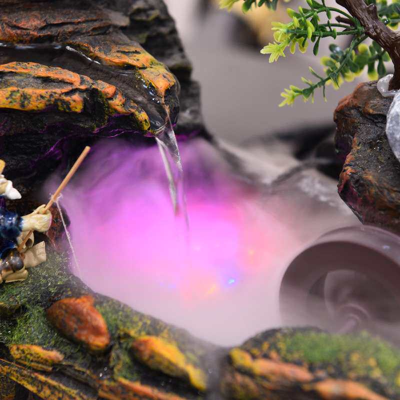 假山流水喷泉摆件客厅玄关山水桌面循环水景小桥上水石风水轮造景