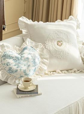 法式沙发抱枕白色床头靠垫套客厅背靠垫大枕头60x60超大尺寸靠枕