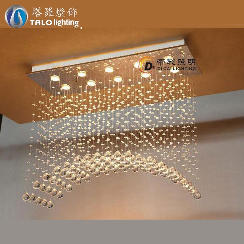 长方形led水晶吊线灯现代简约吧台吊灯创意拱形窗帘隔断餐厅吊灯