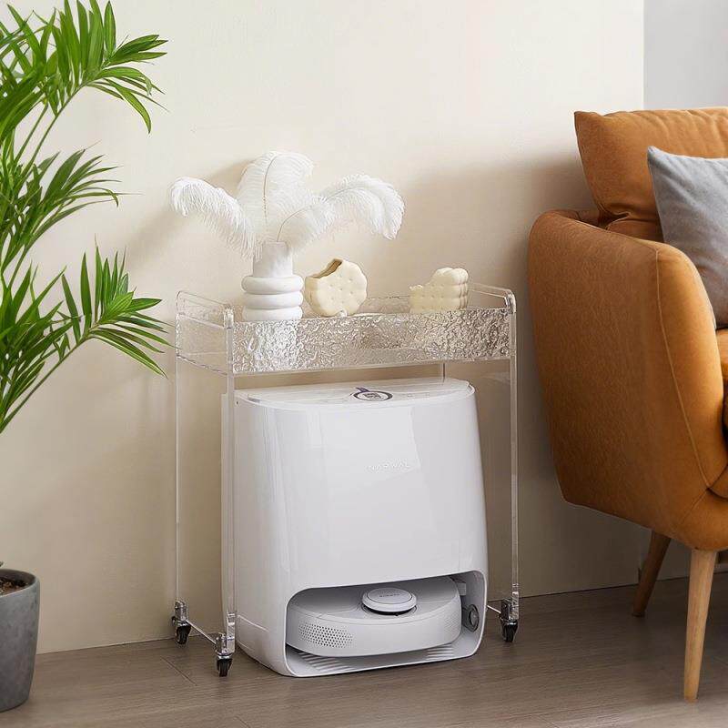 扫地机器人置物架亚克力边几收纳透明云鲸科沃斯追觅石头移动推车