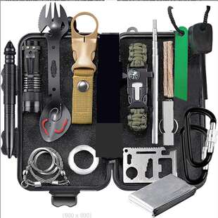 出口多功能生存装备户外探险套装防灾末日工具盒口哨打火石求生
