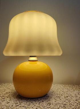 法式奶油蘑菇台灯Muran中古手工琉璃玻璃灯温馨卧室床头浪漫灯具