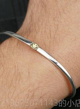 高档牛细钝精工 amp Jan经p典笑脸手镯纯银925男女情侣手环a手链
