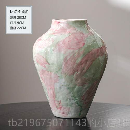 高档景德镇新中陶瓷花瓶客插花摆件手工彩绘酒店创厅艺术感式花意