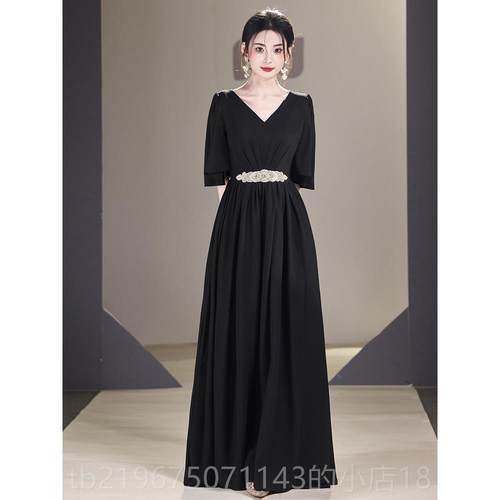 高档黑色指挥服合唱团礼演出女长裙持大舞台比赛主宴会表演成人晚