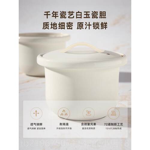 天际（家电） DGDD22B30BSGCW高档智能预约3文火炖陶电炖锅瓷砂锅