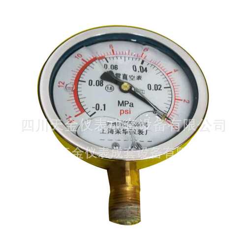 上海荣华仪表耐震压力表YN100 -0.1-0MPA水压表液压表抗震油压表