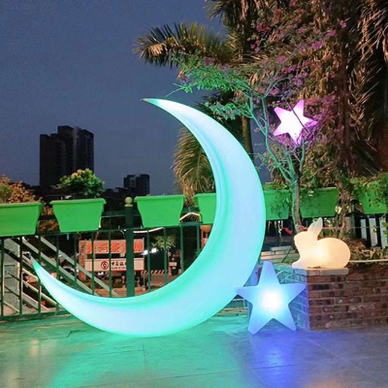 led网红秋千夜光月亮吊椅户外草坪 太阳能遥控变色装饰发光跷跷板