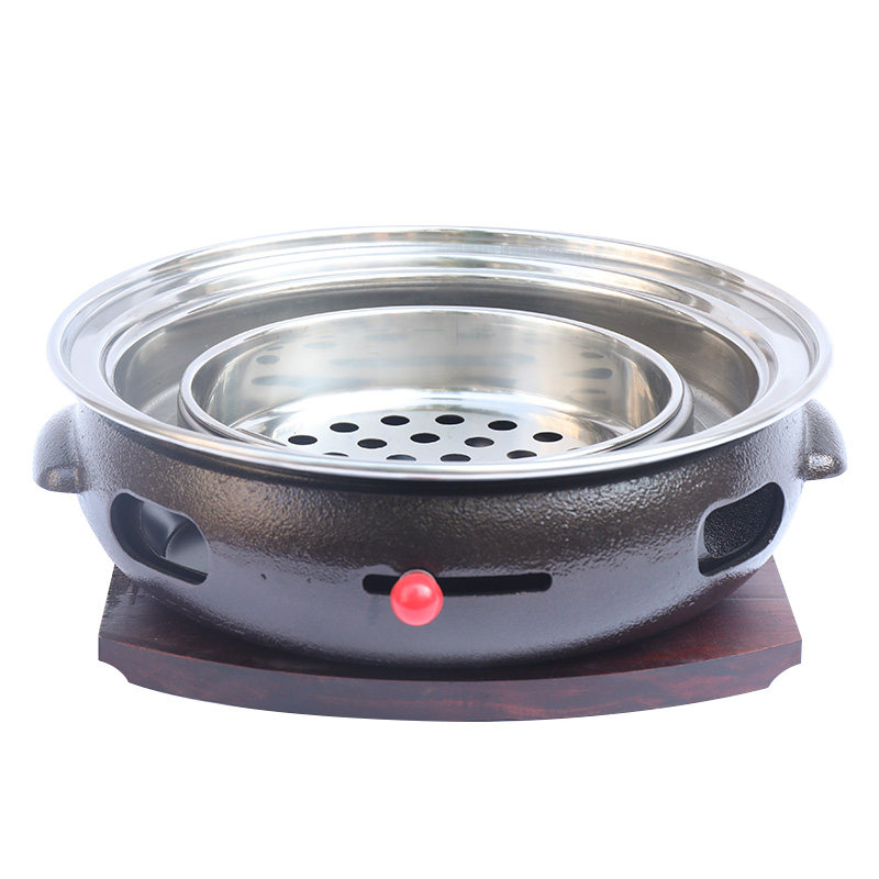 韩式铸铁烧烤炉木炭商用家用户外摆摊加厚圆形碳烤肉机设备炉具