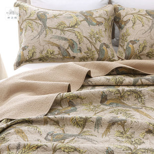 灵雀美式复古床盖三件套样板房软装被子夹棉床单绗缝被水洗棉被单