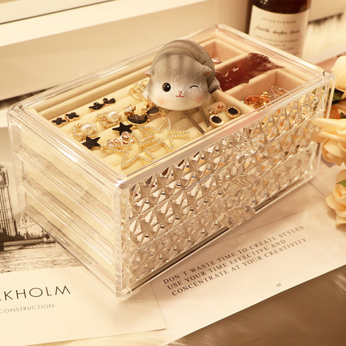 耳环收纳盒桌面耳饰展示架挂耳钉耳坠戒指项链放手饰品收拾首饰盒