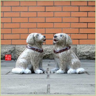 石头狗雕刻石狗装饰看门石雕狗茶室寺庙摆件水景鱼池店铺阳台摆放