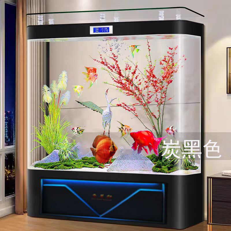 鱼缸客厅2024新款靠墙一体成型大型生态免换水族箱智能落地金鱼缸