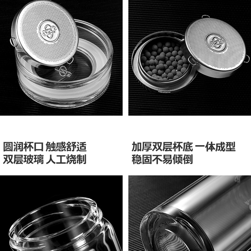 口杯水晶玻璃透明养生杯双层保温隔热便携商务办公茶水礼盒杯
