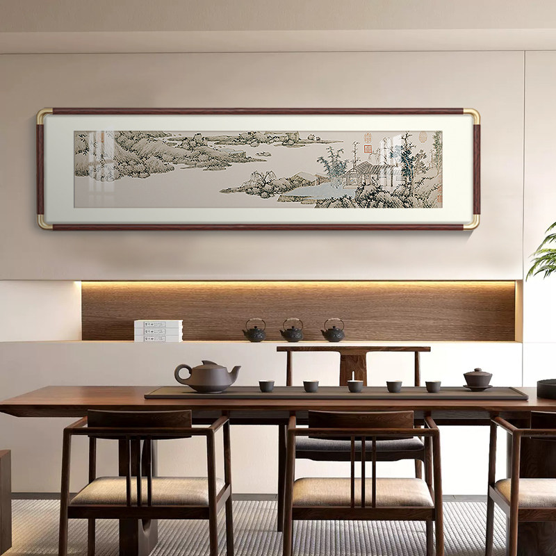 新中墙青园图客厅装饰画国画山水风景画壁沙发背景式茶室办公室