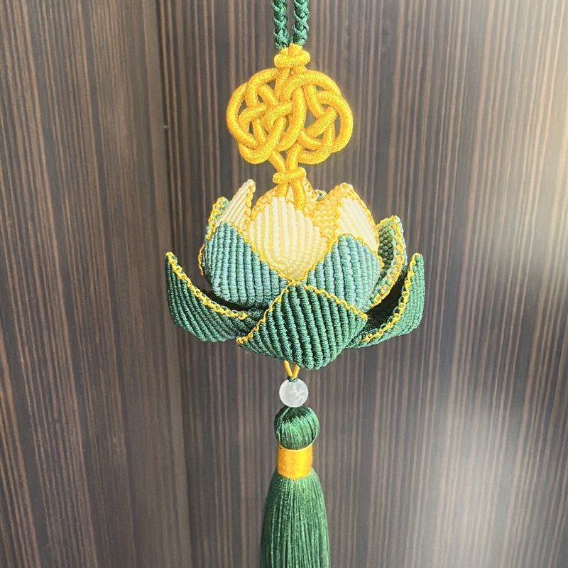 手工编织幻彩莲花车挂diy小挂件成品手工挂件好运连连挂件