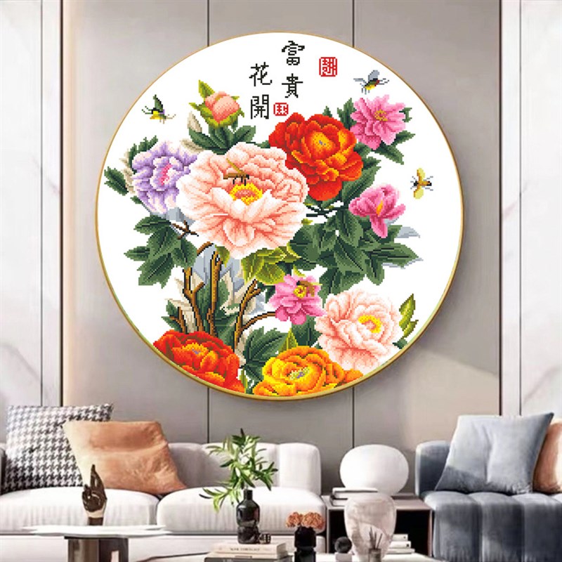 珠绣绣字绣全珠子绣沙漠玫瑰开牡丹图花满卧室玄关串珠绣彩珠十草
