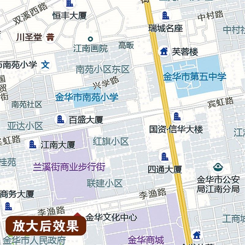 2024新贴金华市区地图贴图办公室水图高清防挂墙壁款超大装饰画