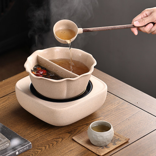 古法煮茶新款煮茶器罐罐茶陶壶中式煮茶炉胡桃木黑晶炉围炉煮茶碗
