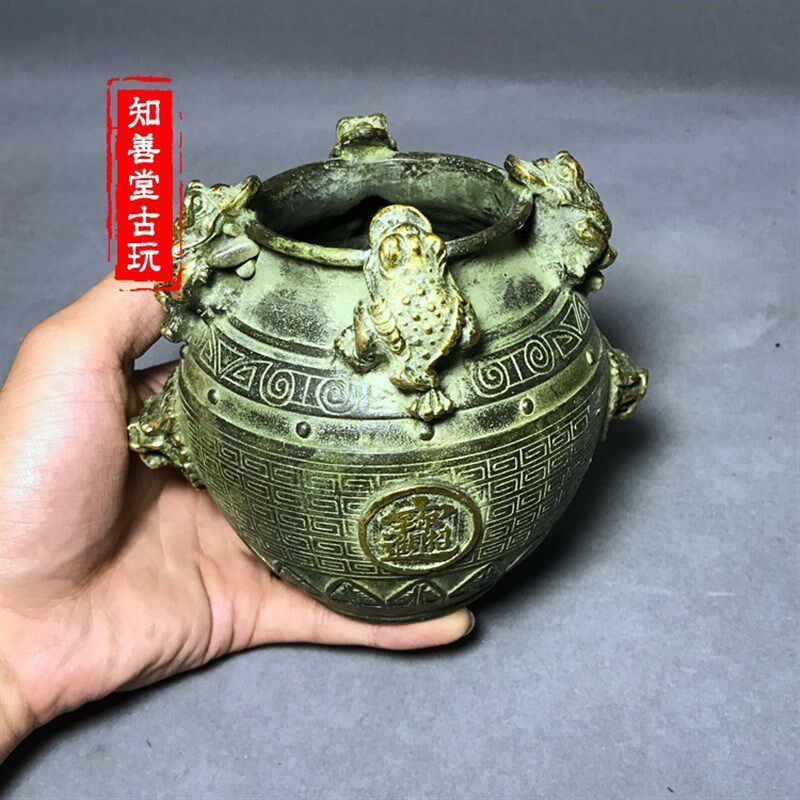 仿罐古器铜器收藏 黄铜铜玩 摆件 金蟾貔貅招财铜古 招财进宝