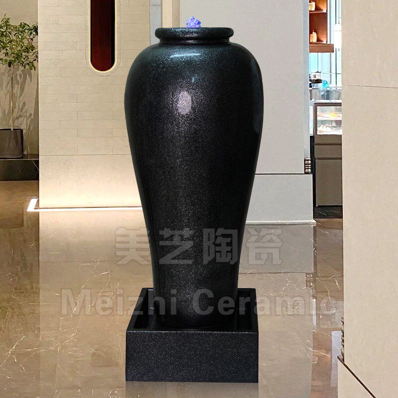 超大型涌水陶罐自循环流水生财摆件喷水花瓶酒店水景观喷泉加湿器