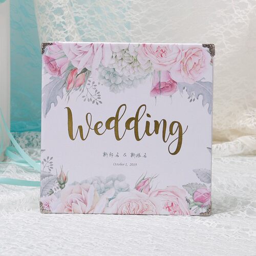甄禧印性婚礼签名册个记定制册意烫金水彩欧式签到创婚礼礼金本