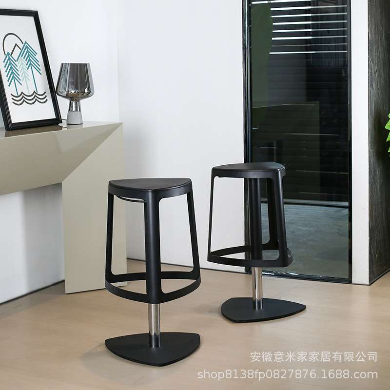 现代简约吧台凳家用升降旋转设计师户外铁艺餐桌岛台网红高脚椅子
