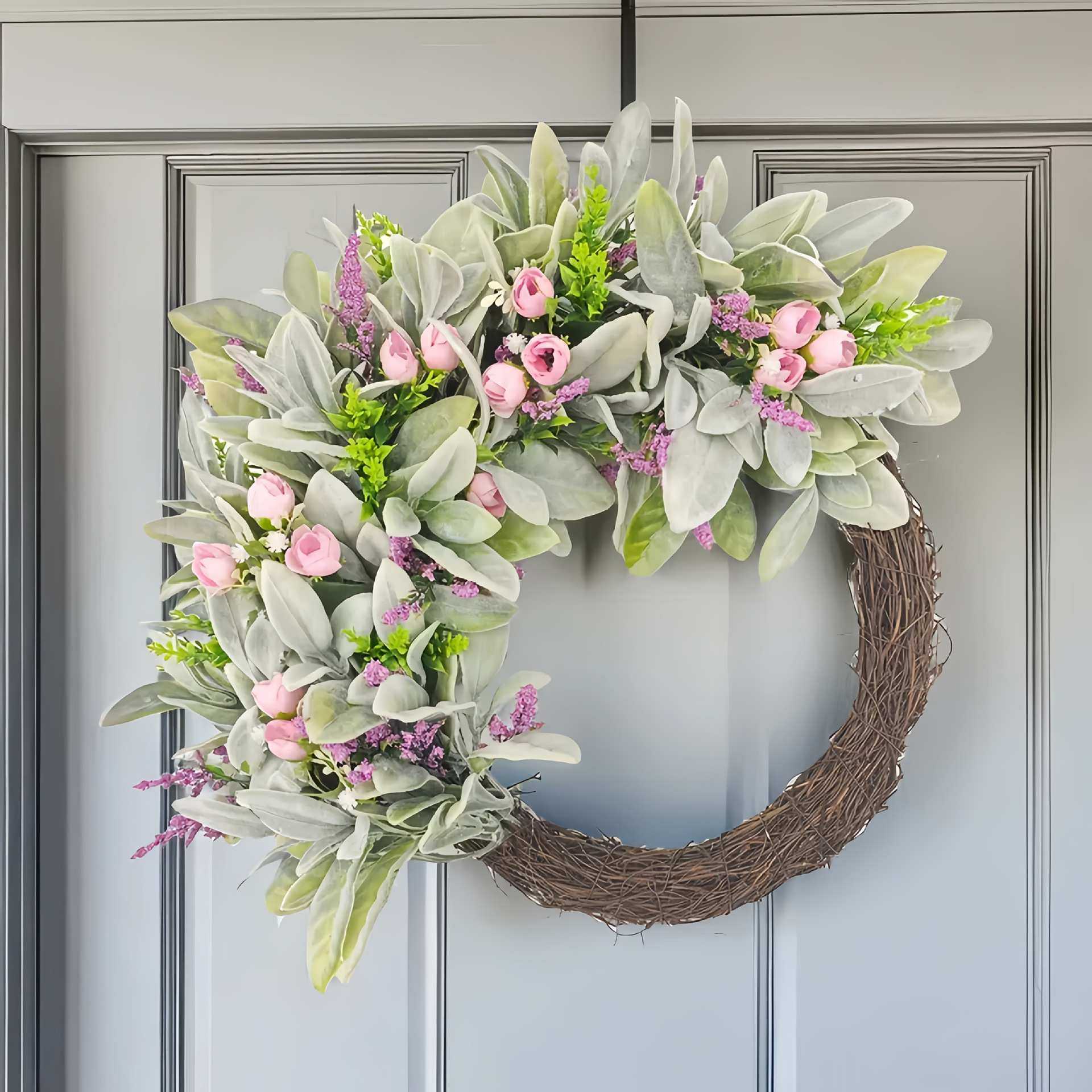 纵鸿北欧花环门饰门楣墙饰家居春色花艺装饰挂饰假花绢花,3C数码配件,摄像机配件,淘宝优惠券,粉丝福利购,淘宝优惠卷