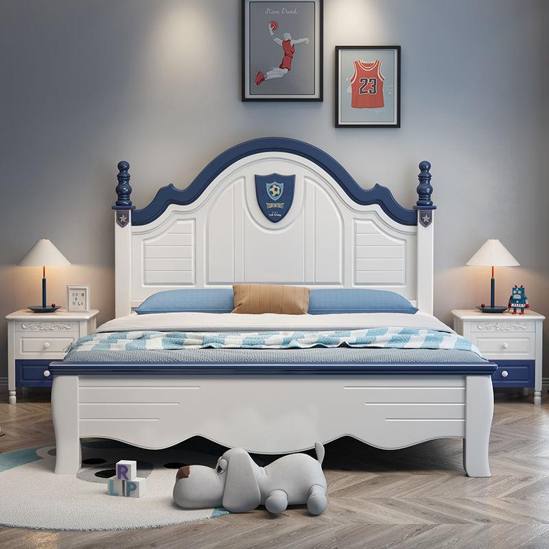 青少年现代简约储物童床美式实木儿童床男孩女孩1.5米单人床1.2米