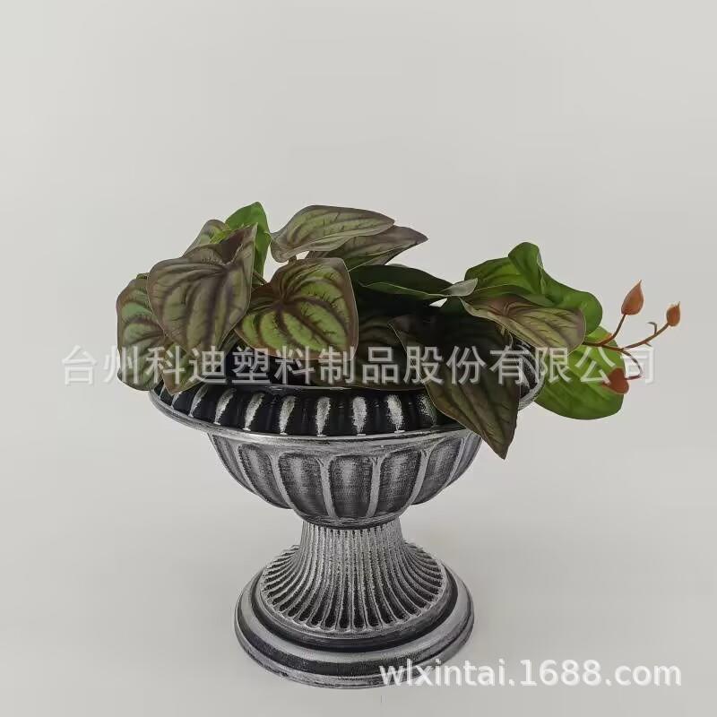 欧式做旧插花器桌面摆设复古绿萝花盆罗马柱婚庆道具家居绿植装饰