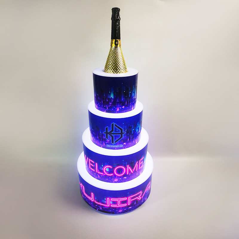 定做LED七彩发光蛋糕酒座生日LOGO酒吧KTV气氛道具香槟酒座