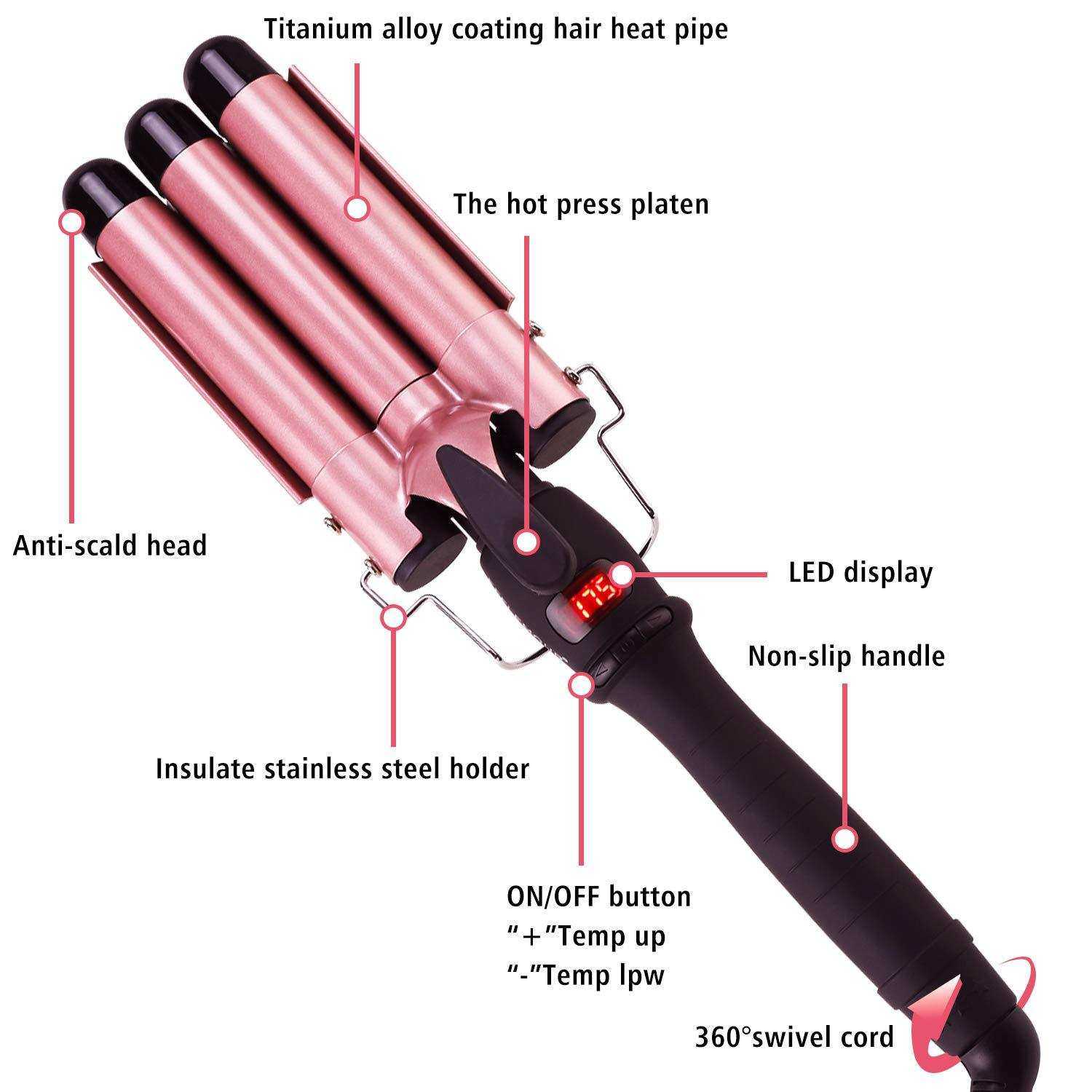液晶三管卷发棒三棒卷发器美发棒蛋蛋卷烫发器电气石陶瓷小卷护发