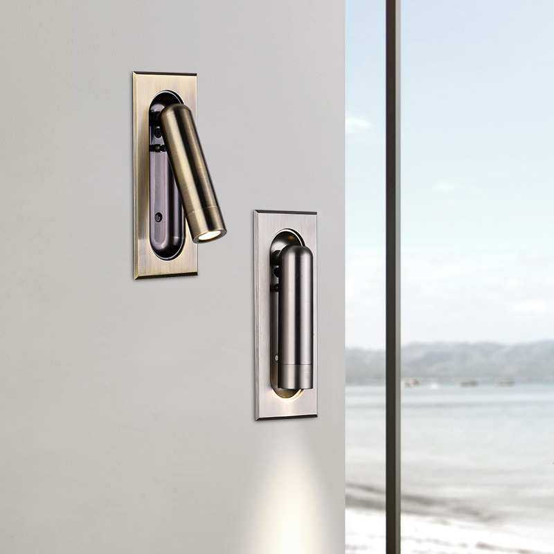 新现代简约带隐藏开关酒店宾馆工程壁灯嵌入式3W-LED床头阅读灯