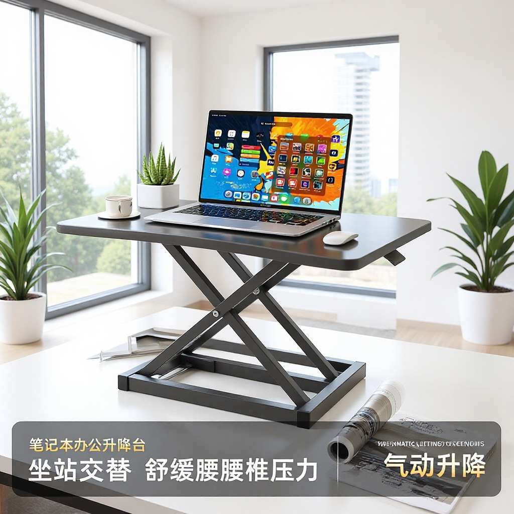 站立式可升降桌板材现代简约台式电脑桌折叠办公桌高支架小桌子