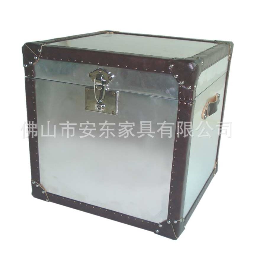 美式loft工业风家具创意复古铝皮茶几储物箱子茶几仿古做旧茶几桌