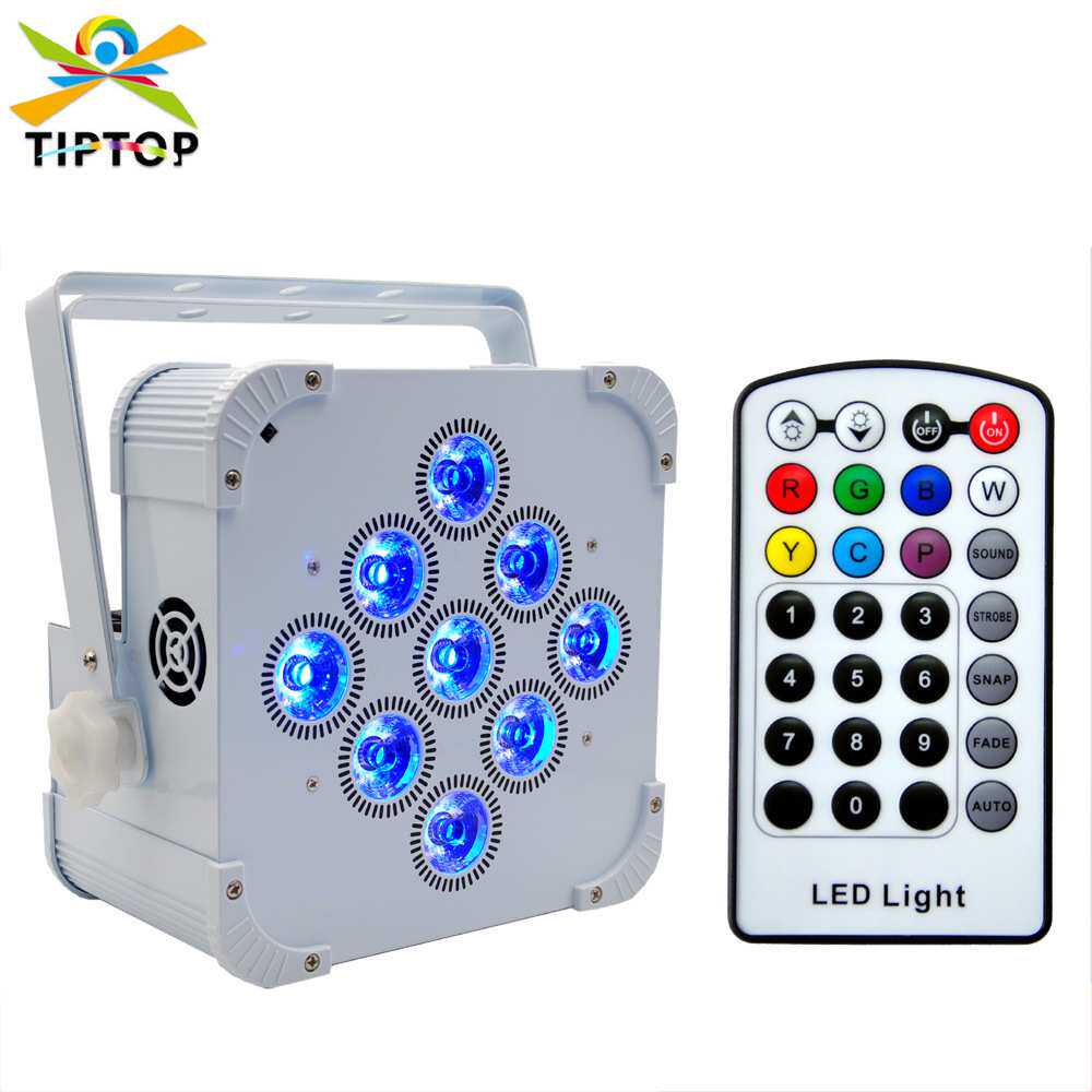 TIPTOP9颗18瓦宽屏电池无线帕灯白色外壳高亮度LED灯珠IR红外线