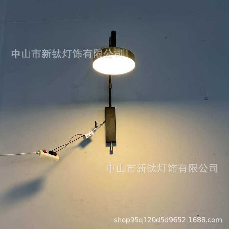 北欧现代壁灯简约客厅背景墙卧室床头过道创意家用金色带开关灯具