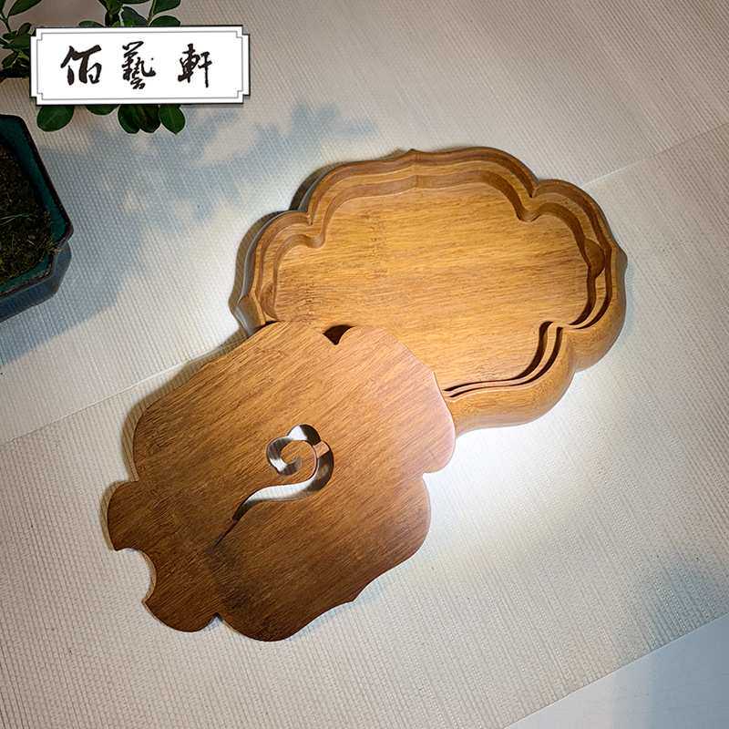 佰艺轩东阳竹制茶盘祥云壶承 竹茶台蓄水壶承茶盘厂家直销