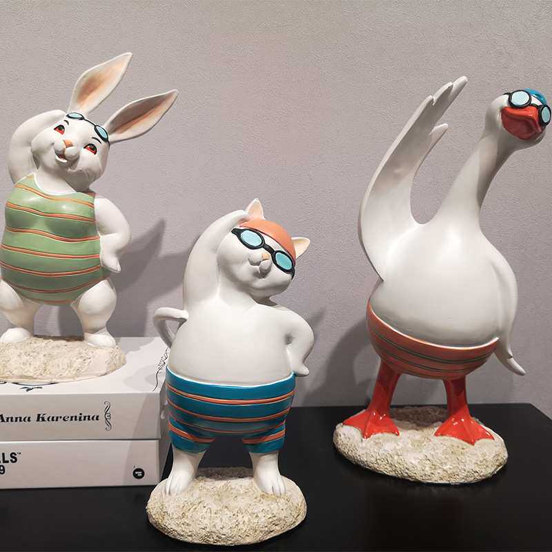 现代简约创意个性摆设可爱卡通动物摆件客厅样板房儿童房家居软装