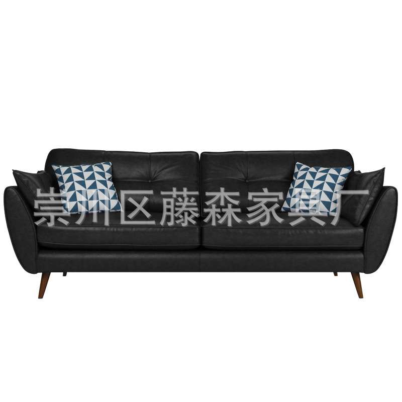 美式工业风家具北欧小户型皮单人双人三人皮沙发