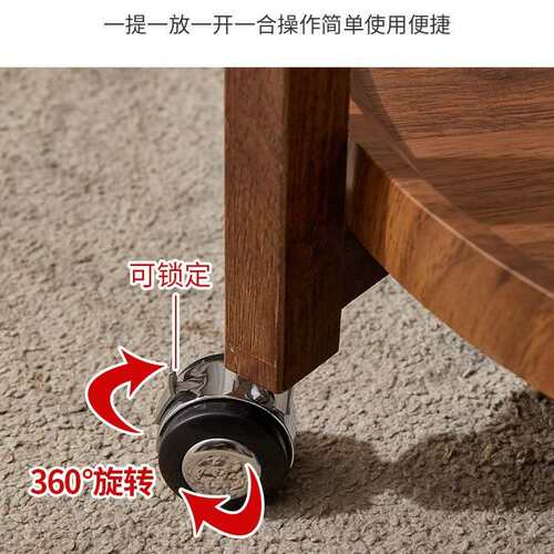 移动茶几小桌子沙发边桌实木移动置物架厨房多层餐车可移动边几