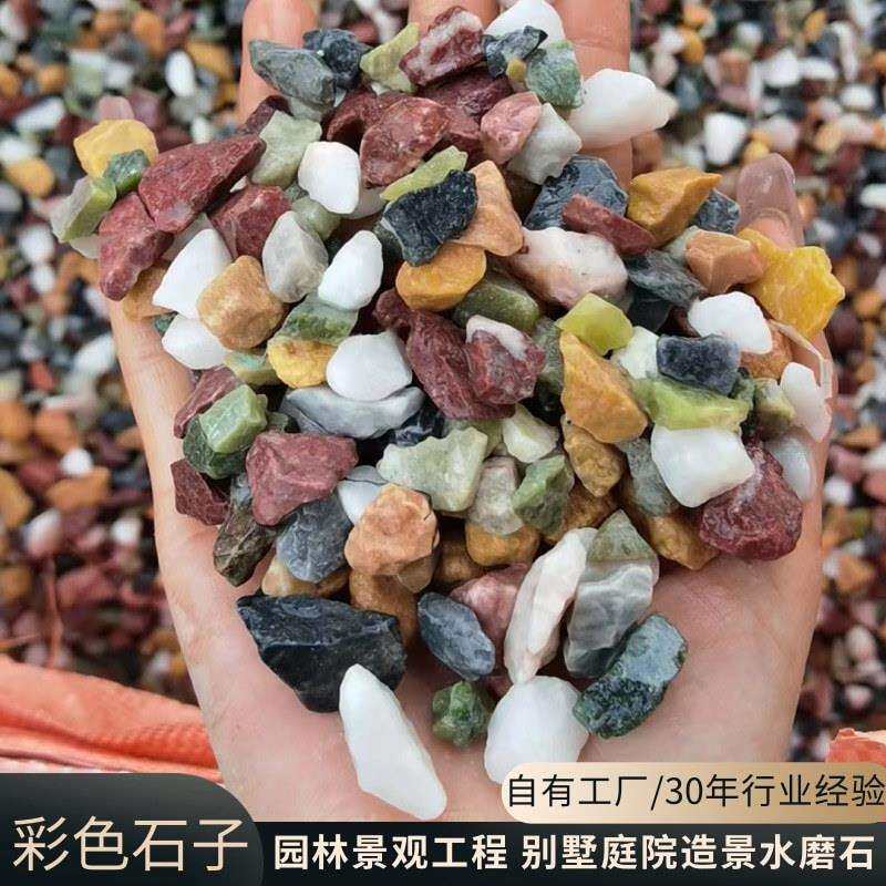 彩色石子水洗石五彩石造景铺路透水地坪胶粘石碎石卵石水磨石子