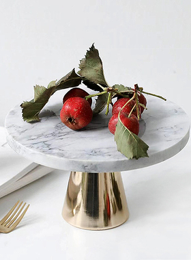 北欧大理石高脚托盘玻璃罩展示架面包甜品蛋糕美食西餐厅装饰摆台